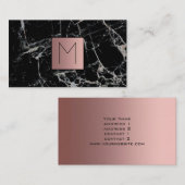 黒フェイク大理石のバラ金ゴールド箔 名刺 (正面/裏面)