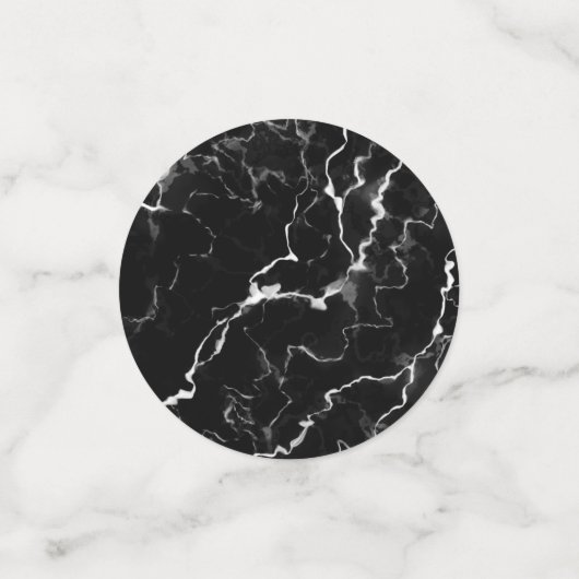 黒フェイク大理石テクスチャルスウィート16誕生日 コンフェッティ (スモール正面)