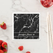 黒フェイク大理石テクスチャルスウィート16誕生日 スタンダードカクテルナプキン (インサイチュ)