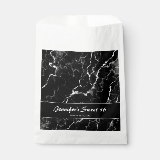 黒フェイク大理石テクスチャルスウィート16誕生日 フェイバーバッグ (正面)
