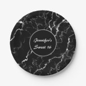 黒フェイク大理石テクスチャルスウィート16誕生日 ペーパープレート (正面)