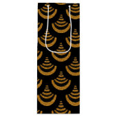 黒フェイク色と金ゴールドグリッター |アールデコ ワインギフトバッグ (正面)