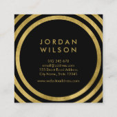 黒フェイク金ゴールド丸線ジオメトリイベント スクエア名刺 (裏面)