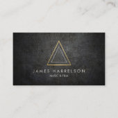 黒フェイク金属のエッジ金ゴールド三角形のロゴ 名刺 (正面)