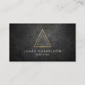 黒フェイク金属のエッジ金ゴールド三角形のロゴ 名刺 (正面)