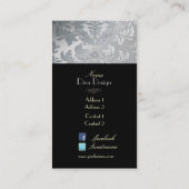 黒フェイク銀バロックダマスク 名刺 (裏面)