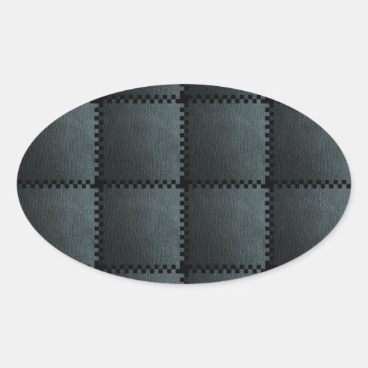 黒フェイク革テクスチャ 楕円形シール (正面)