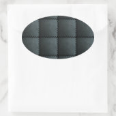 黒フェイク革テクスチャ 楕円形シール (バッグ)