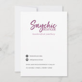 黒フェイク革ビジネス企業のロゴ サンキューカード (裏面)