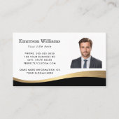 黒フェイク黄金グラデーショカスタムン波フォト 名刺 (正面)