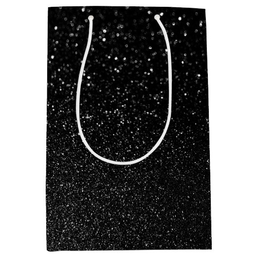 黒フェイク《写真》ぼけ味グリッター写真 ミディアムペーパーバッグ (正面)