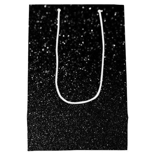 黒フェイク《写真》ぼけ味グリッター写真 ミディアムペーパーバッグ (裏面)