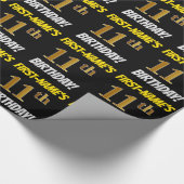 黒フェイク/模造金ゴールド「第11誕生日」 ラッピングペーパー (角)