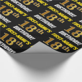 黒フェイク/模造金ゴールド「18誕生日」 ラッピングペーパー (角)