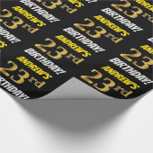 黒フェイク/模造金ゴールド「23誕生日」 ラッピングペーパー (角)