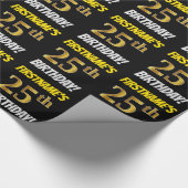 黒フェイク/模造金ゴールド「25誕生日」 ラッピングペーパー (角)