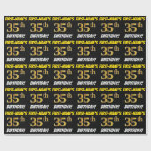 黒フェイク/模造金ゴールド「35誕生日」 ラッピングペーパー (フラット)