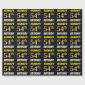 黒フェイク/模造金ゴールド「54誕生日」 ラッピングペーパー (フラット)