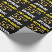 黒フェイク/模造金ゴールド「55誕生日」 ラッピングペーパー (角)