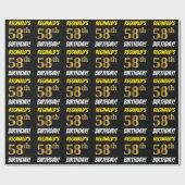 黒フェイク/模造金ゴールド「58誕生日」 ラッピングペーパー (フラット)