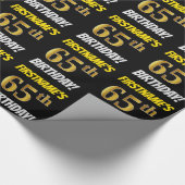 黒フェイク/模造金ゴールド「65誕生日」 ラッピングペーパー (角)