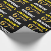 黒フェイク/模造金ゴールド「67誕生日」 ラッピングペーパー (角)