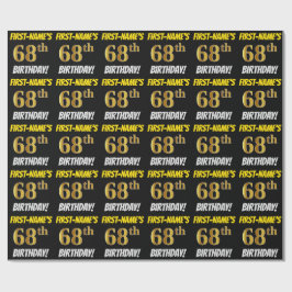 黒フェイク/模造金ゴールド「68誕生日」 ラッピングペーパー