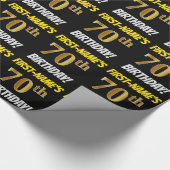 黒フェイク/模造金ゴールド「70誕生日」 ラッピングペーパー (角)