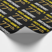 黒フェイク/模造金ゴールド「77誕生日」 ラッピングペーパー (角)