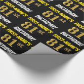 黒フェイク/模造金ゴールド「81誕生日」 ラッピングペーパー (角)