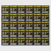 黒フェイク/模造金ゴールド「83誕生日」 ラッピングペーパー (フラット)