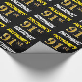 黒フェイク/模造金ゴールド「91誕生日」 ラッピングペーパー (角)