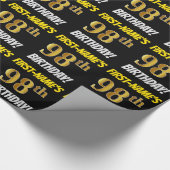 黒フェイク/模造金ゴールド「98誕生日」 ラッピングペーパー (角)