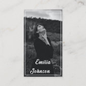 黒フェミニンエレガント白フォトタイポグラフィ 名刺 (正面)