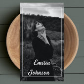 黒フェミニンエレガント白フォトタイポグラフィ 名刺