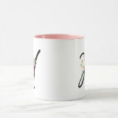 黒フェミニン文字文字「 H」花ピンク マグカップ (中央)