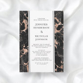 黒フォーマルとバラの金ゴールドマーブルヴァーチャル結婚ズ 招待状