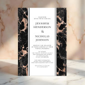 黒フォーマルとバラの金ゴールドマーブルヴァーチャル結婚ズ 招待状