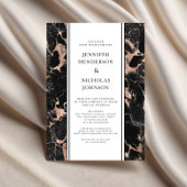 黒フォーマルとバラの金ゴールドマーブルヴァーチャル結婚ズ 招待状