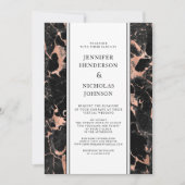 黒フォーマルとバラの金ゴールドマーブルヴァーチャル結婚ズ 招待状 (正面)