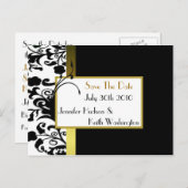 黒フォーマルと白の日付のポストカードを保存 案内ポストカード (正面/裏面)