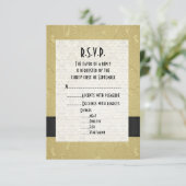 黒フォーマルと結婚金ゴールドのR.S.V.P 出欠カード (スタンド正面)