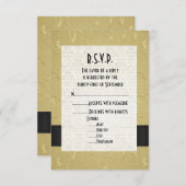 黒フォーマルと結婚金ゴールドのR.S.V.P 出欠カード (正面/裏面)