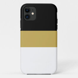 黒フォーマルエレガント黄金色の白ストライプ色 iPhone 11 ケース