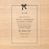 黒フォーマルエレガント&白ボウモノグラム アクリル招待状 (正面)