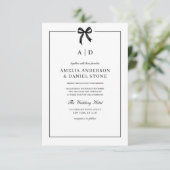 黒フォーマルエレガント&白ボウモノグラム 招待状 (スタンド正面)