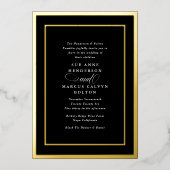 黒フォーマルタイ書道金ゴールドフレ結婚ーム 箔招待状 (正面)