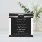 黒フォーマルネクタイ白ドレス誕生日 招待状 (スタンド正面)