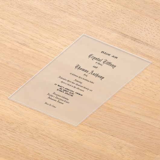 黒フォーマルネクタイ関係アクリル結婚招待状 アクリル招待状 (レイダウン)