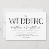 黒フォーマルフローラ文字結婚式招待状 招待状 (正面)